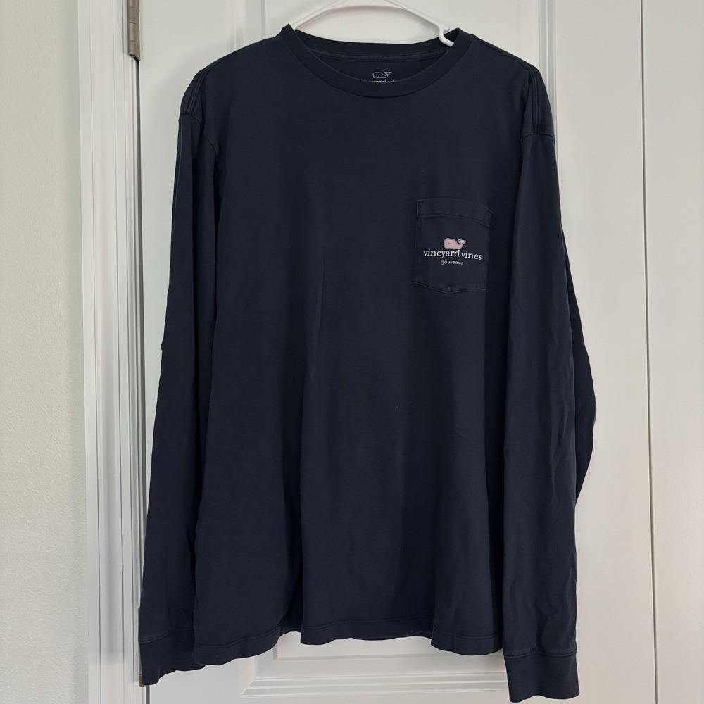 Vineyard Vines Long Sleeve Shirt Mens‎ Medium Blue I Love 30 Avenue